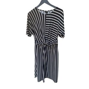 TOPSHOP Black and White MIDI Striped Dress I Size: 10